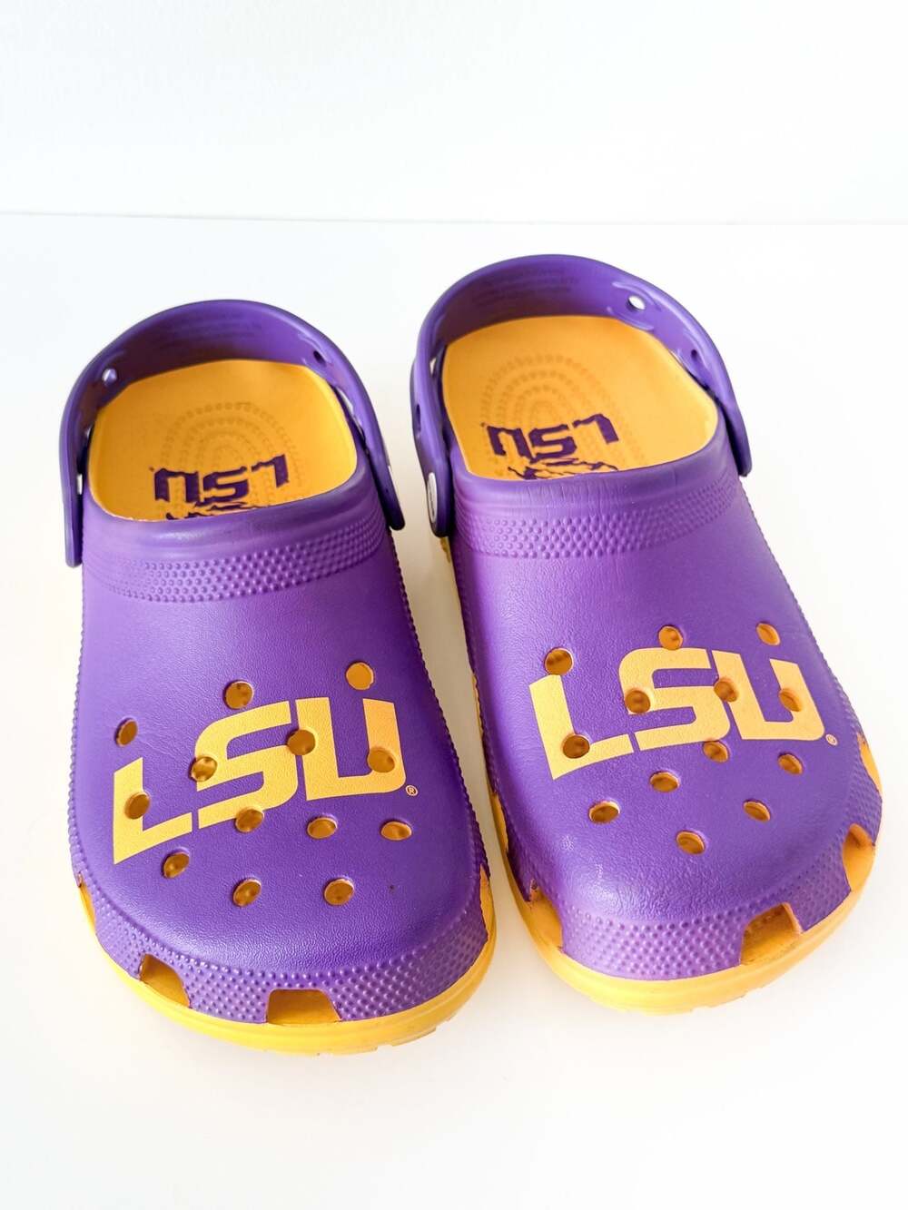 Crocs LSU Tigers Classic Clogs Purple and Yellow Size M6 W8